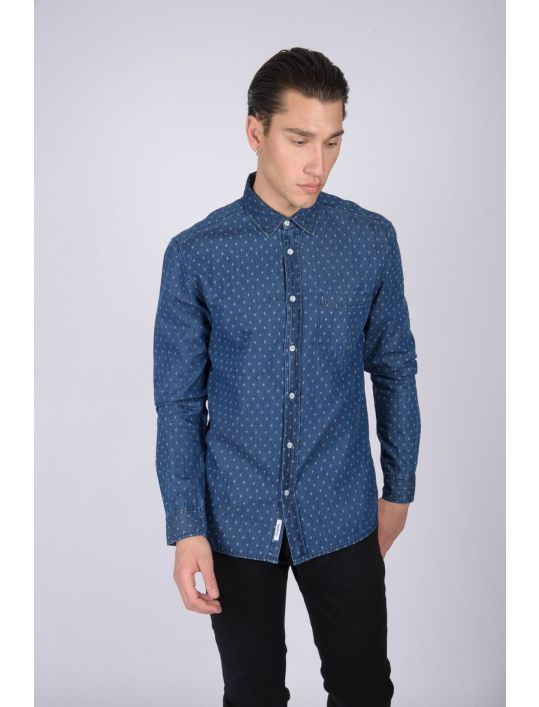 North 56°4 Πουκάμισο με Μακρύ Μανίκι Denim Allover print