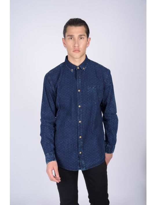 North 56°4 Πουκάμισο με Μακρύ Μανίκι Denim Small Pattern