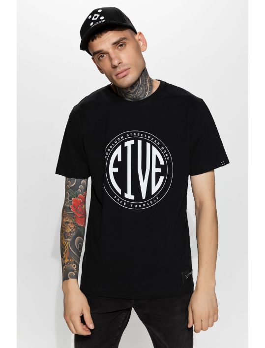 Hoodloom T-shirt με Τύπωμα FIVE In Circle