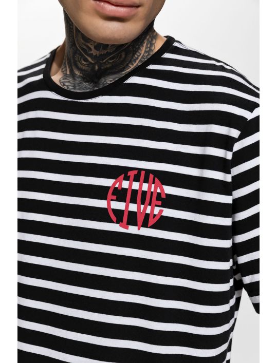 Hoodloom T-shirt Ριγέ με Τύπωμα FIVE