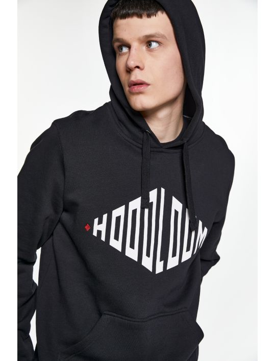 Hoodloom Μπλούζα Φούτερ με Κουκούλα&Τύπωμα Rhombus