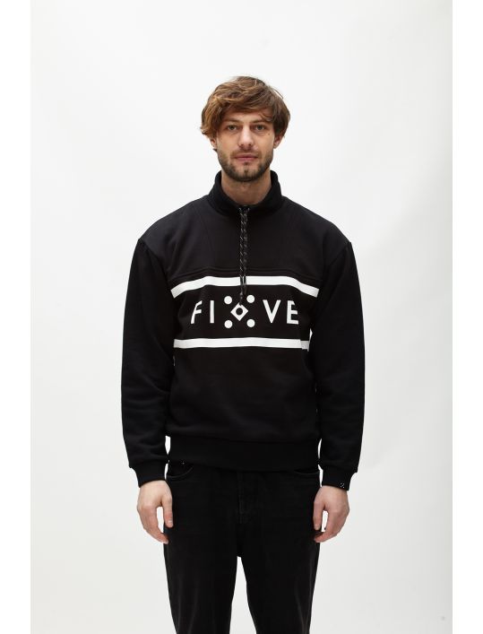 Hoodloom Μπλούζα Φούτερ με Τύπωμα Five Dots&Φερμουάρ