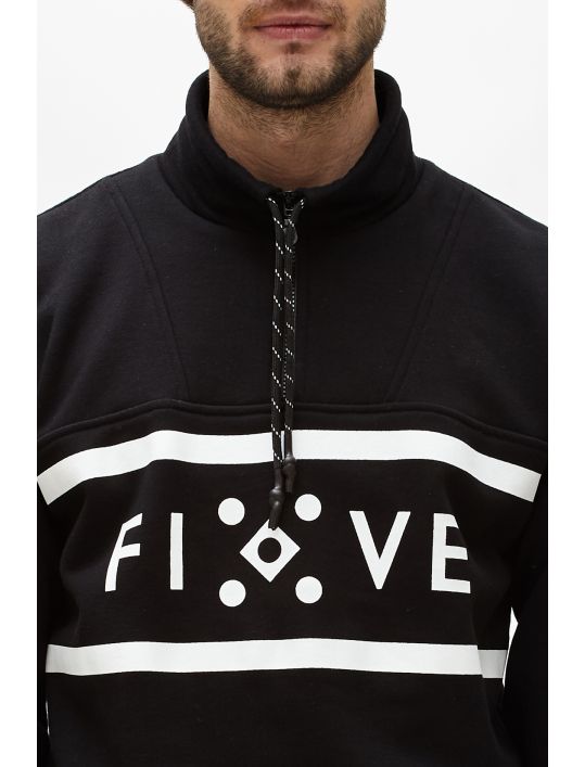 Hoodloom Μπλούζα Φούτερ με Τύπωμα Five Dots&Φερμουάρ