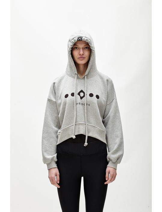 Hoodloom Μπλούζα Φούτερ Crop με Κουκούλα&Τύπωμα