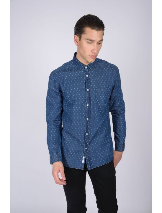 North 56°4 Πουκάμισο με Μακρύ Μανίκι Denim Allover print
