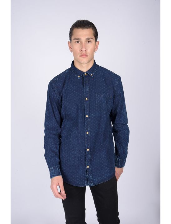 North 56°4 Πουκάμισο με Μακρύ Μανίκι Denim Small Pattern