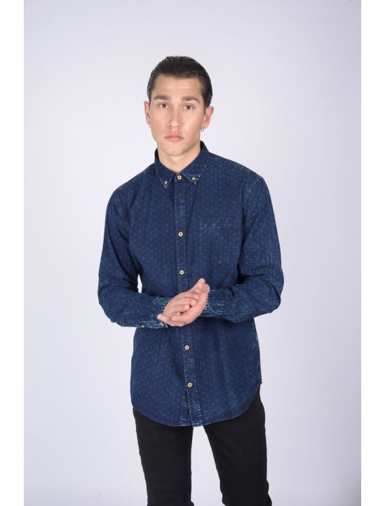 North 56°4 Πουκάμισο με Μακρύ Μανίκι Denim Small Pattern