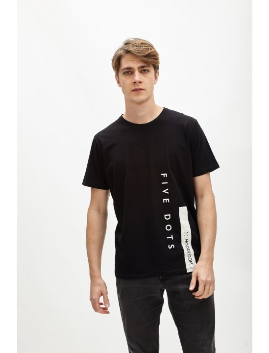 Hoodloom T-shirt με Τύπωμα Κάθετο Five Dots