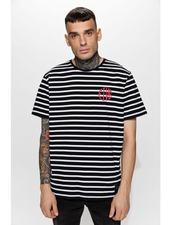 Hoodloom T-shirt Ριγέ με Τύπωμα FIVE