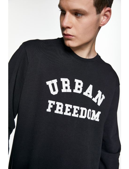 Hoodloom Μπλούζα Φούτερ με Τύπωμα Urban Freedom