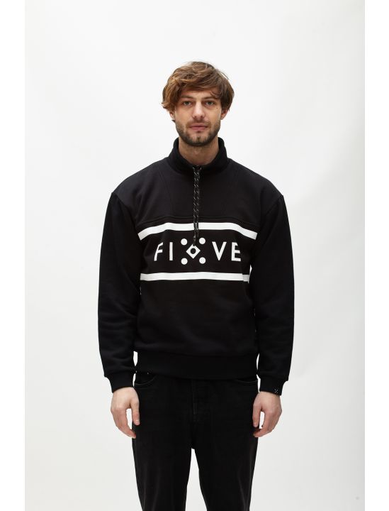 Hoodloom Μπλούζα Φούτερ με Τύπωμα Five Dots&Φερμουάρ
