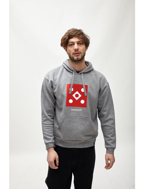 Hoodloom Μπλούζα Φούτερ με Κουκούλα&Τύπωμα Framed 5 Dots