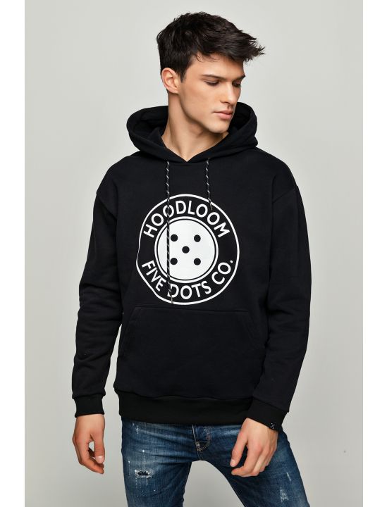 Hoodloom Μπλούζα Φούτερ με Κουκούλα&Τύπωμα HL in Circle