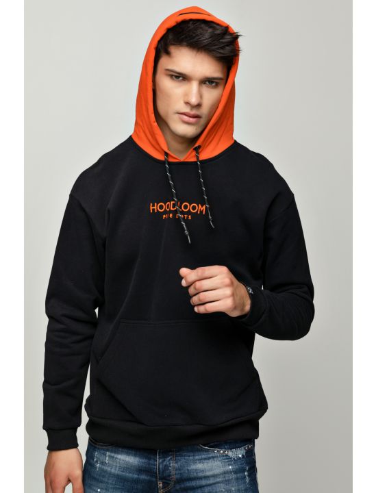 Hoodloom Μπλούζα Φούτερ με Κουκούλα 2χρωμη&Κέντημα