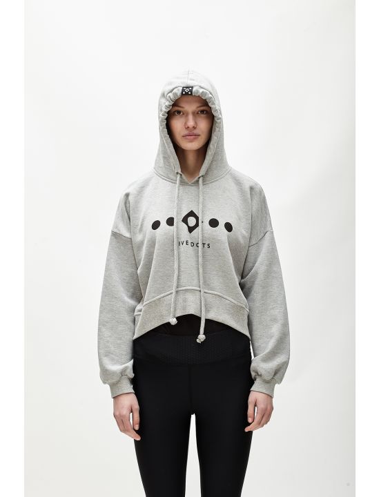 Hoodloom Μπλούζα Φούτερ Crop με Κουκούλα&Τύπωμα