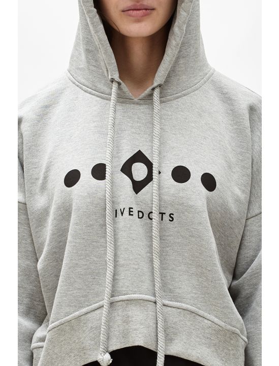 Hoodloom Μπλούζα Φούτερ Crop με Κουκούλα&Τύπωμα
