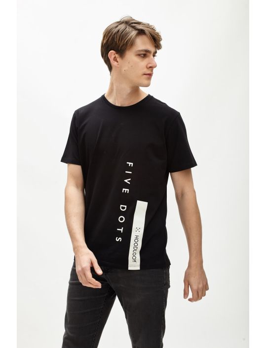 Hoodloom T-shirt με Τύπωμα Κάθετο Five Dots