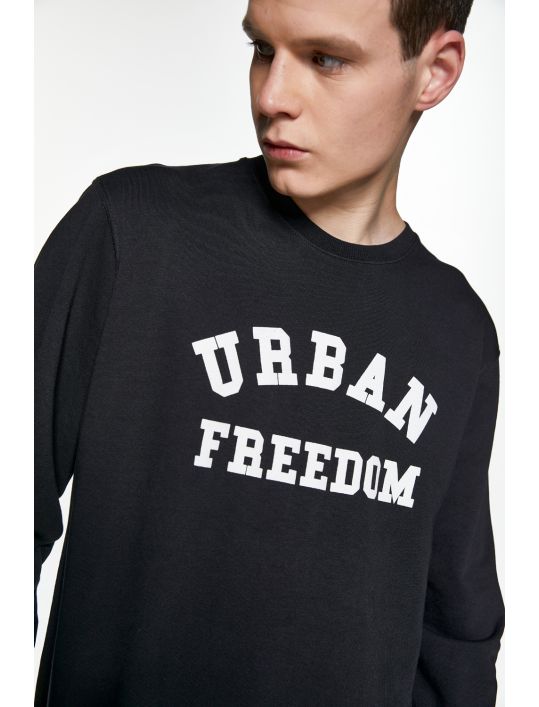 Hoodloom Μπλούζα Φούτερ με Τύπωμα Urban Freedom
