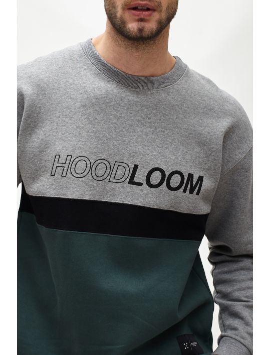 Hoodloom Μπλούζα Φούτερ 3χρωμη με Τύπωμα