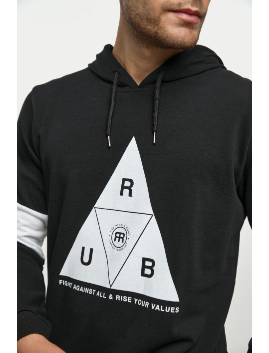 Rivals Μπλούζα Φούτερ 2χρωμη με Κουκούλα&Τύπωμα Big Triangle