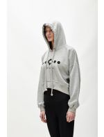 Hoodloom Μπλούζα Φούτερ Crop με Κουκούλα&Τύπωμα